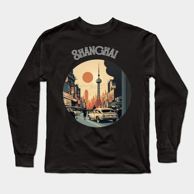 Shanghai China Travel city scape - travel stickers Long Sleeve T-Shirt by stickercuffs